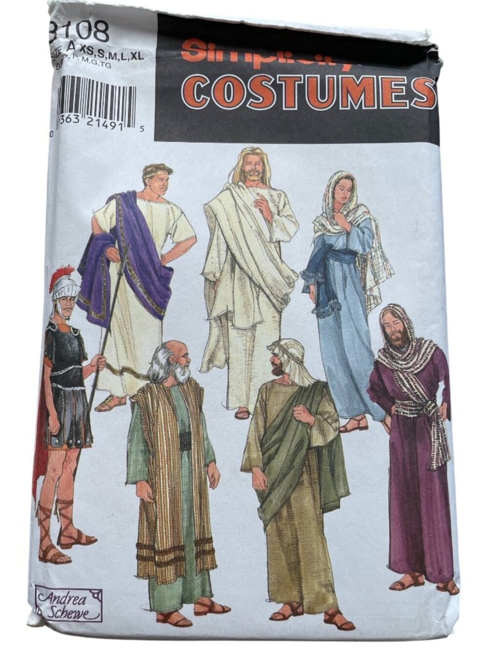 Vintage 90s Simplicity 8108 Costume Sewing Pattern XS-XL Passion Play UNCUT